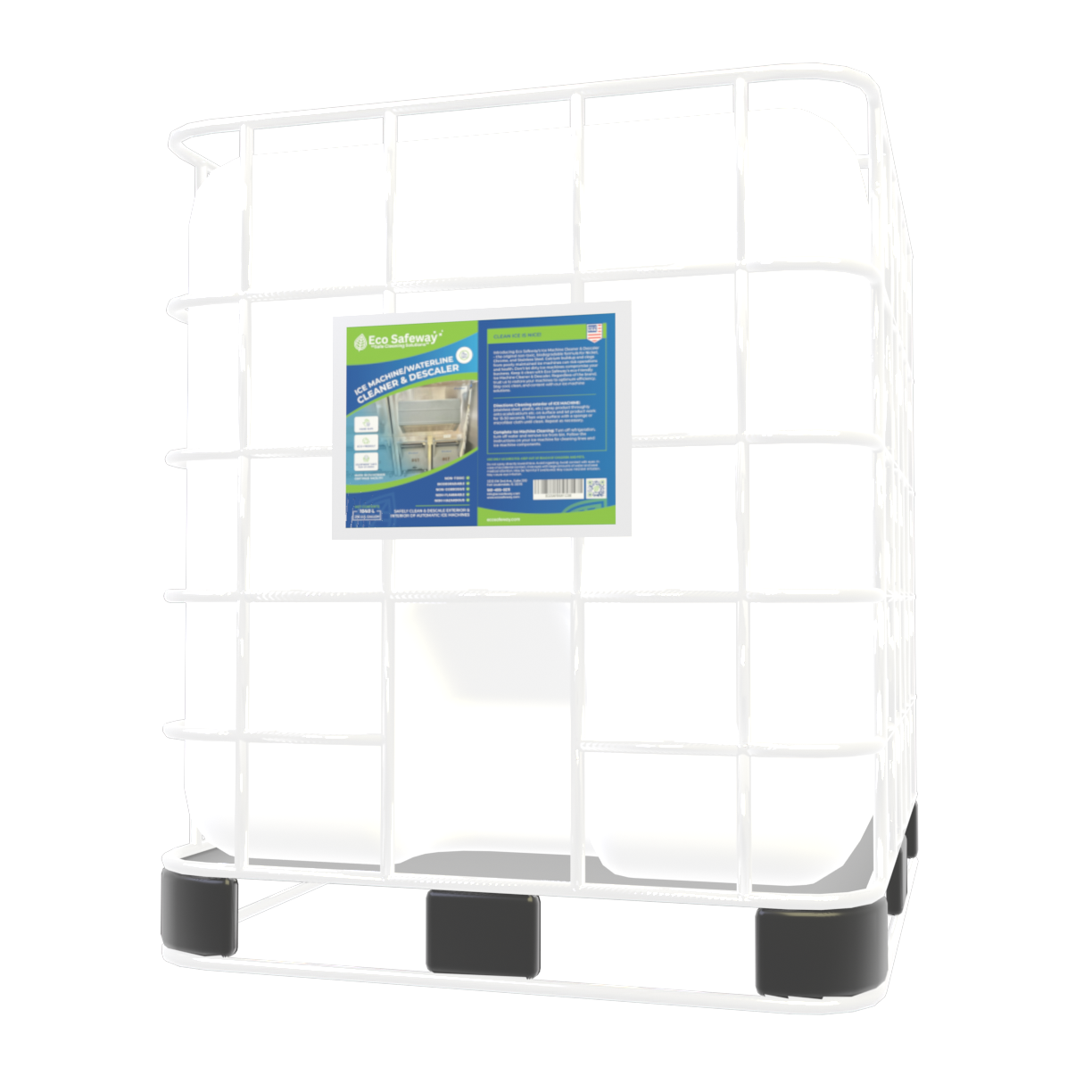 Eco Safeway commercial-grade ice machine cleaner and descaler bottle safe for nickel and eco-friendly