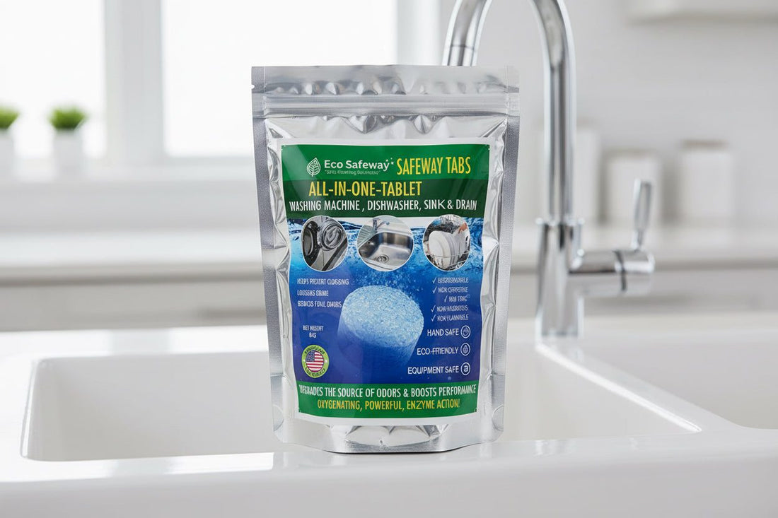 Comparison chart of Affresh vs enzyme appliance cleaners showing cleaning features and uses