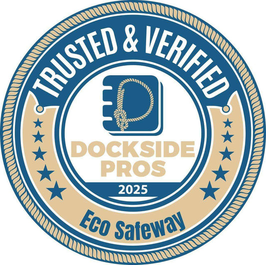 Eco Safeway Green Boating sustainable marina cleaning products with Dockside Pros Trust badge