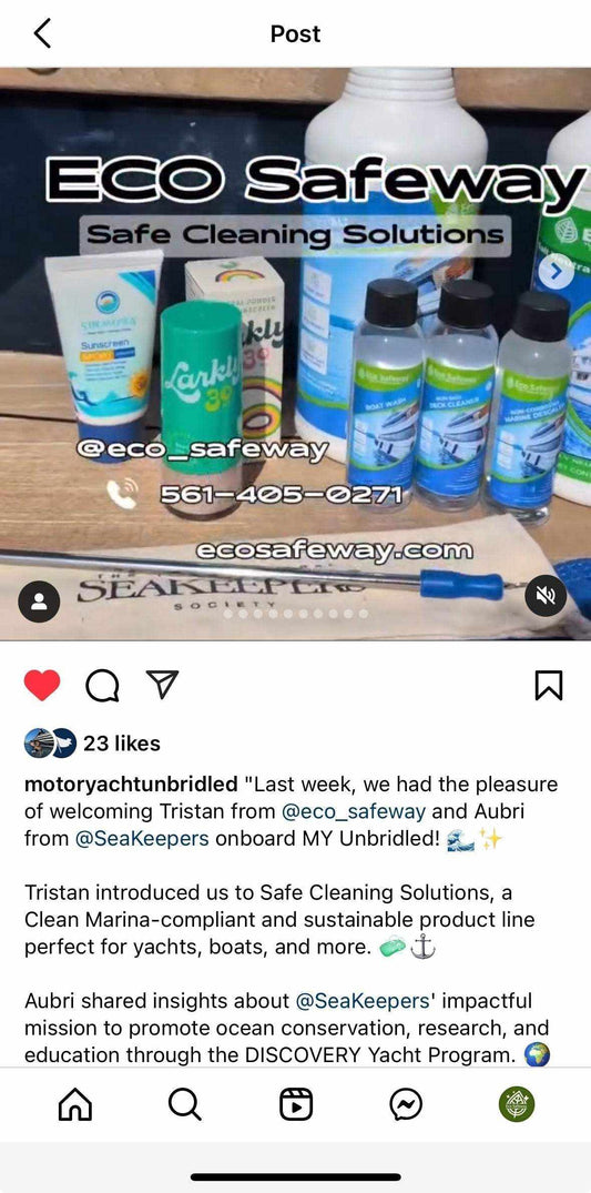 Eco Safeway Testimonials and partner logos highlighting eco-friendly marine cleaning product reviews and endorsements