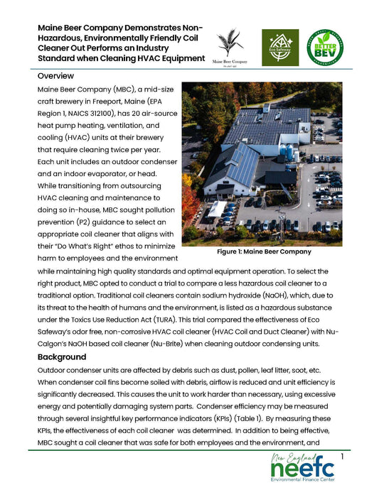 Maine Beer Company eco-friendly coil cleaner case study outperforms industry standard in HVAC cleaning