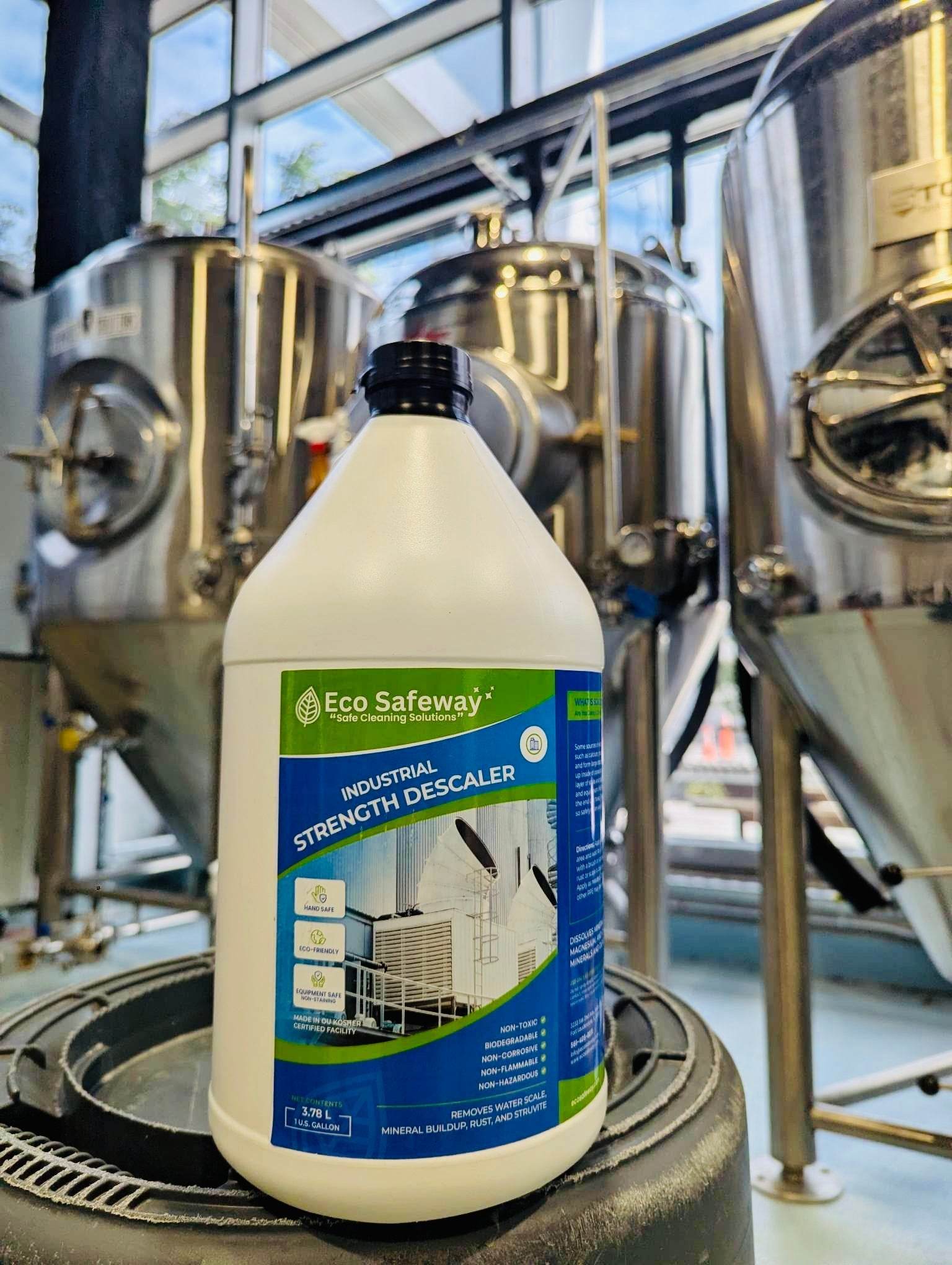 bottle of eco-friendly cooling tower descaling chemical for industrial cleaning and scale removal