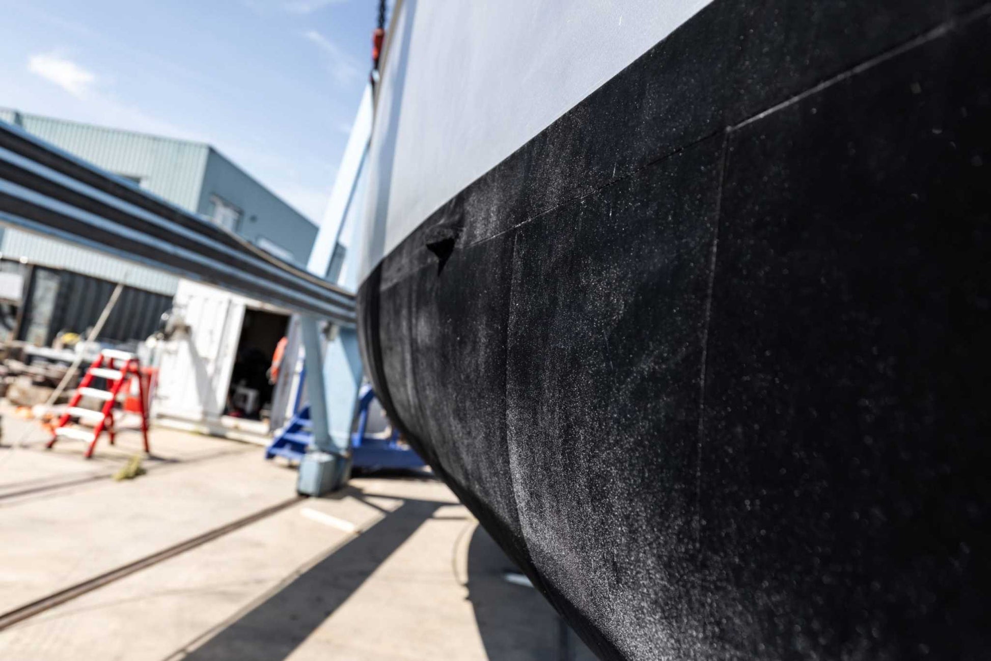Finsulate® Fiber Antifouling Wrap installed on yacht hull as eco-friendly bottom paint alternative