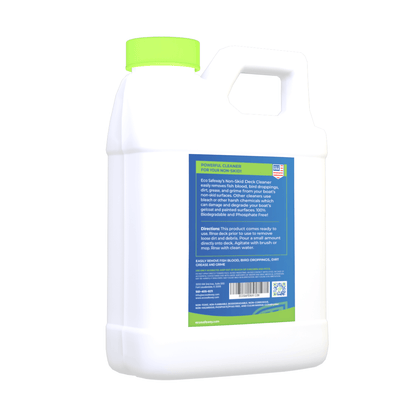 Eco Safeway biodegradable teak cleaner and brightener on marina deck