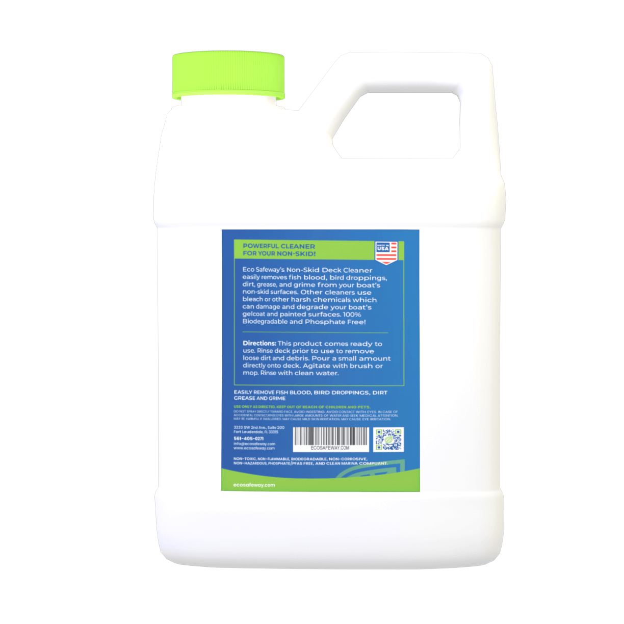 Eco Safeway pH neutral biodegradable deck cleaner bottle for marine surfaces